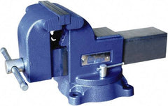 Gibraltar - 6" Jaw Width x 6-1/4" Jaw Opening Capacity, 3-1/2" Throat Depth, Bench & Pipe Combination Vise - 1-1/4 to 2-1/2" Pipe Capacity, Swivel Base, Bolt Down Attachment, Ductile Iron - Strong Tooling