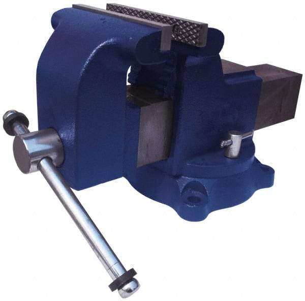 Gibraltar - 4" Jaw Width x 4-3/8" Jaw Opening Capacity, 2-1/2" Throat Depth, Bench & Pipe Combination Vise - 3/4 to 2-3/8" Pipe Capacity, Swivel Base, Bolt Down Attachment, Ductile Iron - Strong Tooling