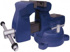 Gibraltar - 5" Jaw Width x 5-1/4" Jaw Opening Capacity, 3-3/4" Throat Depth, Bench & Pipe Combination Vise - 1/4 to 2-1/2" Pipe Capacity, Swivel Base, Bolt Down Attachment, Ductile Iron - Strong Tooling