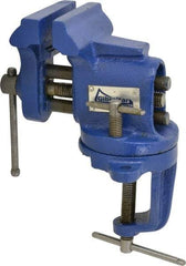 Gibraltar - 2-1/2" Jaw Width, 2-1/2" Opening Capacity, 1-5/8" Throat Depth, Cast Iron Swivel Bench Vise - Clamp-On Base Attachment - Strong Tooling