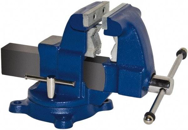 Gibraltar - 6-1/2" Jaw Width x 6-1/2" Jaw Opening Capacity, 5-1/2" Throat Depth, Bench & Pipe Combination Vise - 1/8 to 3-1/2" Pipe Capacity, Swivel Base, Bolt Down Attachment, Ductile Iron - Strong Tooling