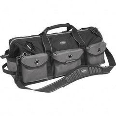 Bucket Boss - 28 Pocket Gray & Black Ballistic Polyester Tool Bag - 28" Wide x 11" Deep x 12" High - Strong Tooling