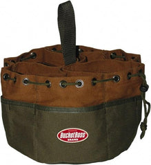 Bucket Boss - 19 Pocket Brown & Green Canvas Tool Tote - 10" Wide x 10" Deep x 6" High - Strong Tooling