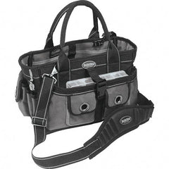 Bucket Boss - 18 Pocket Gray & Black Polyester Tool Bag - 14" Wide x 9" Deep x 9" High - Strong Tooling