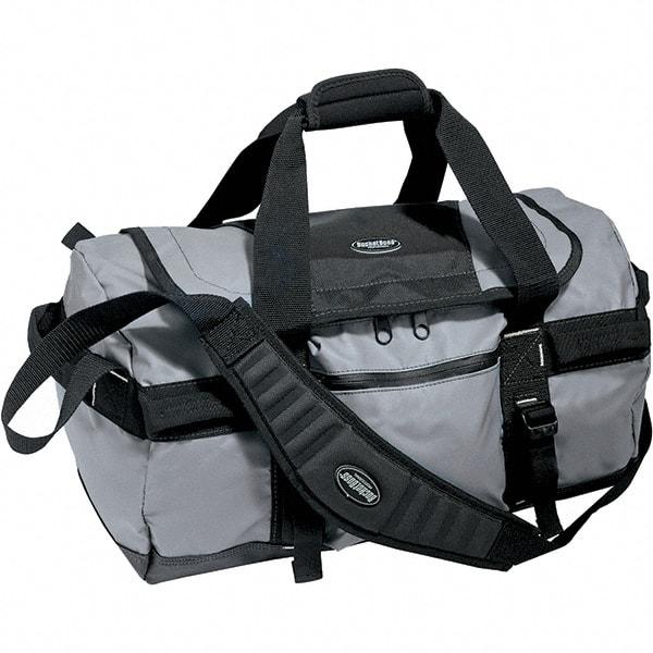 Bucket Boss - 2 Pocket Gray & Black Tarpaulin Tool Bag - 20" Wide x 12" Deep x 12" High - Strong Tooling