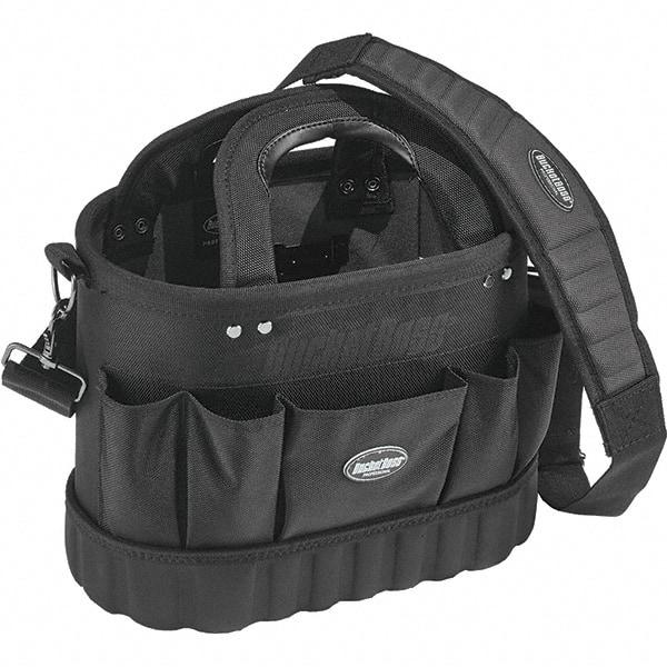 Bucket Boss - 13 Pocket Black Ballistic Polyester Tool Tote - 14" Wide x 8" Deep x 10" High - Strong Tooling