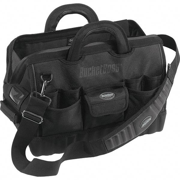 Bucket Boss - 17 Pocket Black Ballistic Polyester Tool Bag - 18" Wide x 12" Deep x 13" High - Strong Tooling