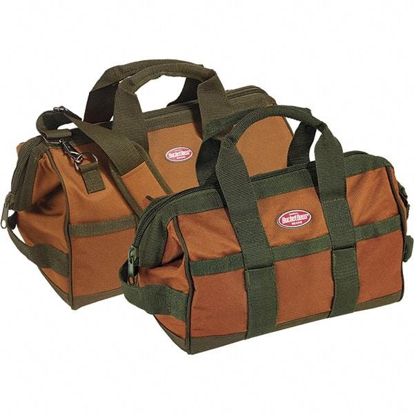 Bucket Boss - 12 Pocket Brown & Green Polyester Tool Bag - 12" Wide x 7" Deep x 9" High - Strong Tooling