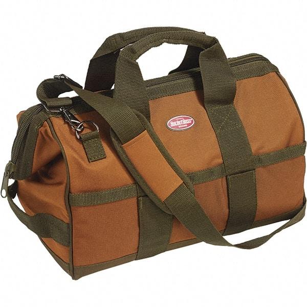 Bucket Boss - 16 Pocket Brown & Green Polyester Tool Bag - 16" Wide x 9" Deep x 12" High - Strong Tooling