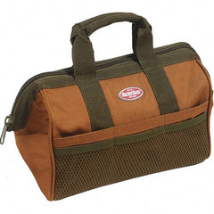 Bucket Boss - 6 Pocket Brown & Green Polyester Tool Bag - 13" Wide x 8" Deep x 10" High - Strong Tooling