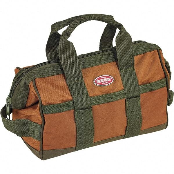 Bucket Boss - 16 Pocket Brown & Green Polyester Tool Bag - 12" Wide x 7" Deep x 9" High - Strong Tooling