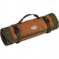 Bucket Boss - 22 Pocket Brown & Green Canvas Tool Roll - 25" Wide x 1/8" Deep x 14" High - Strong Tooling