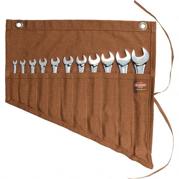 Bucket Boss - 11 Pocket Brown Canvas Tool Roll - 18-3/4" Wide x 1/2" Deep x 18-1/4" High - Strong Tooling