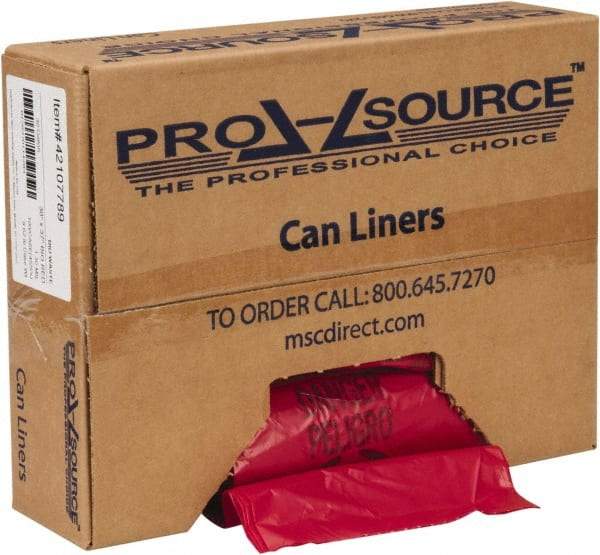 PRO-SOURCE - 30 Gal Capacity, Red, Hazardous Waste Bag - 1.3 mil Thick x 30" Wide x 37" High, Roll - Strong Tooling