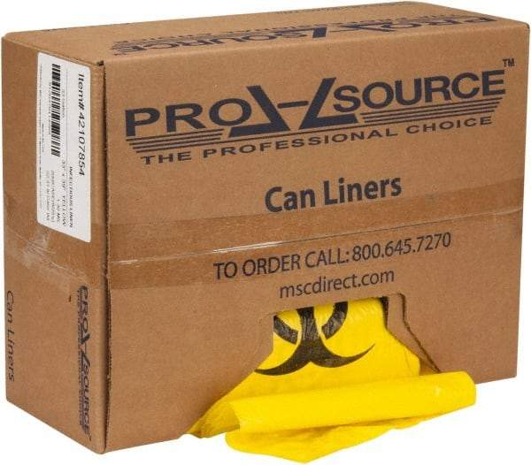 PRO-SOURCE - 33 Gal Capacity, Yellow, Hazardous Waste Bag - 1.3 mil Thick x 33" Wide x 39" High, Roll - Strong Tooling