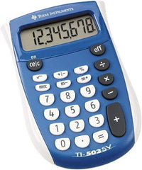 Texas Instruments - LCD Handheld Calculator - 2-5/8 x 4-3/8 Display Size, Blue & White, Battery Powered, 1" Long x 4-1/2" Wide - Strong Tooling