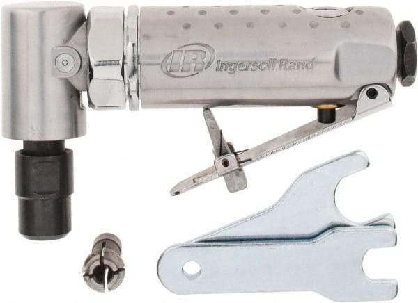 Ingersoll-Rand - 1/4" Collet, Angle Handle, Angle Air Die Grinder - 21,000 RPM, Front Exhaust, 24 CFM, 0.25 hp, 1/4" Inlet - Strong Tooling