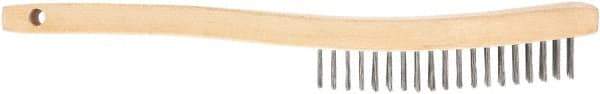 DeWALT - 19 Rows x 3 Columns Steel Scratch Brush - 13-11/16" OAL, 1-1/8" Trim Length, Wood Curved Handle - Strong Tooling