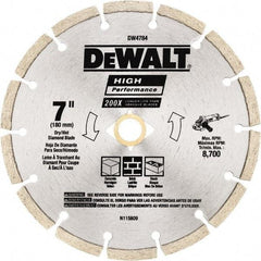 DeWALT - 7" Diam, 5/8 & 7/8" Arbor Hole Diam, Wet & Dry Cut Saw Blade - Diamond Matrix, Standard Round Arbor - Strong Tooling