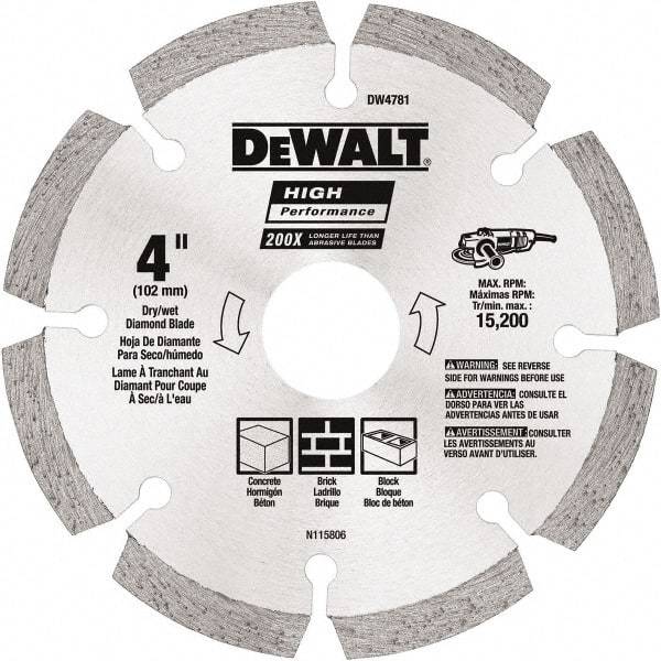 DeWALT - 4-1/2" Diam, 5/8 & 7/8" Arbor Hole Diam, Wet & Dry Cut Saw Blade - Diamond Matrix, Standard Round Arbor - Strong Tooling