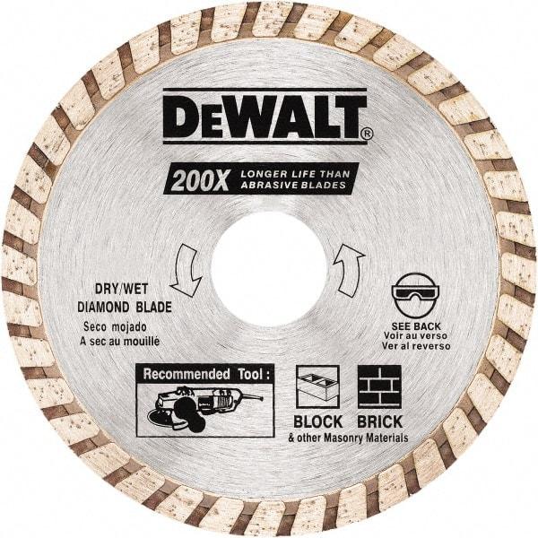 DeWALT - 4" Diam, 5/8 & 7/8" Arbor Hole Diam, Wet & Dry Cut Saw Blade - Diamond Matrix, Standard Round Arbor - Strong Tooling