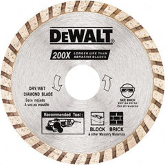 DeWALT - 4" Diam, 5/8 & 7/8" Arbor Hole Diam, Wet & Dry Cut Saw Blade - Diamond Matrix, Standard Round Arbor - Strong Tooling