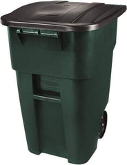 Rubbermaid - 50 Gal Green Square Trash Can - Polyethylene, 36-1/2" High x 28-1/2" Long x 23.38" Wide - Strong Tooling