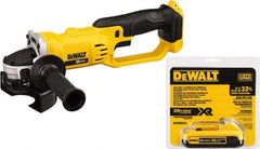 DeWALT - 4-1/2" Wheel Diam, 6,500 RPM, Cordless Cutoff & Cutoff-Grinder Tool - Right Angle Handle, 20 Volt, Battery Included - Strong Tooling