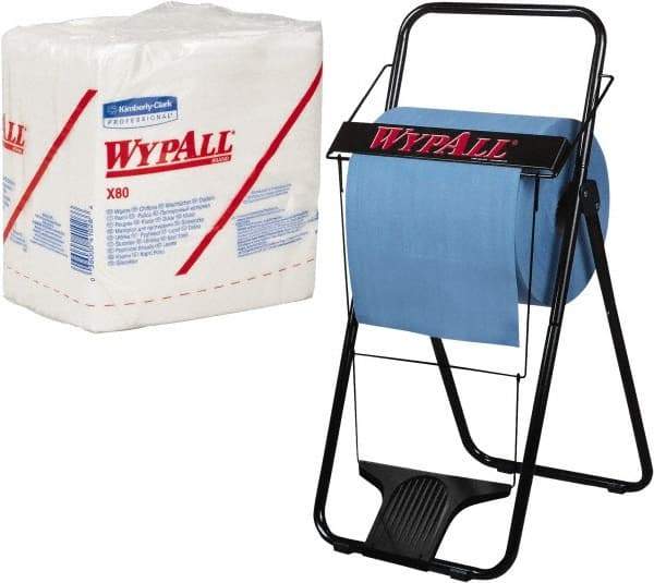 WypAll - X80 1/4 Fold Shop Towel/Industrial Wipes - Poly Pack, 12-1/2" x 12-1/2" Sheet Size, White - Strong Tooling