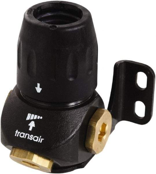 Transair - 7/8" ID, 25mm OD, Three Port Wall Bracket - Plastic, 232 Max psi, 1/2 & 1/4 Female NPT, 3-5/16" Long - Strong Tooling