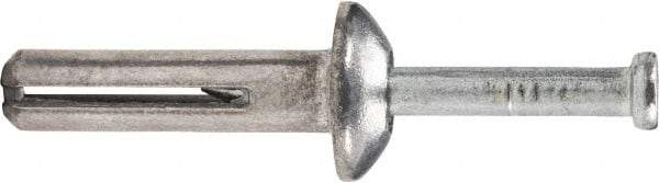 Powers Fasteners - 1/4" Diam, 1/4" Drill, 3" OAL, 1-3/4" Min Embedment Hammer Drive Concrete Anchor - 1018 Steel, Zinc-Plated Finish, Flat Head, Hammer Drive - Strong Tooling