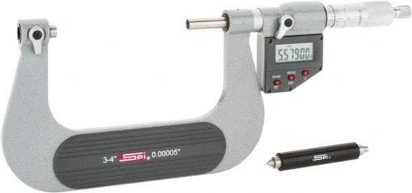 SPI - 75 to 100mm Range, Electronic Screw Thread Micrometer - Ratchet Stop Thimble, 0.00005" Graduation, 0.0002" Accuracy - Strong Tooling