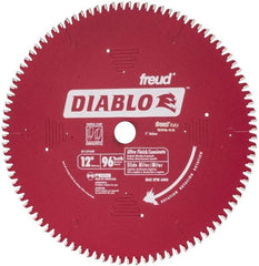 Freud - 12" Diam, 1" Arbor Hole Diam, 96 Tooth Wet & Dry Cut Saw Blade - Carbide-Tipped, Standard Round Arbor - Strong Tooling