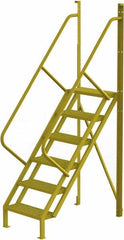 TRI-ARC - 102" 6 Step Configurable Crossover Ladder - 50° Incline, 1,000 Lb Capacity, 60" Platform Height, 30" Base Width x 52-1/2" Base Depth, Perforated Tread - Strong Tooling