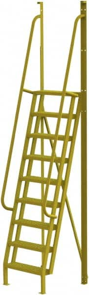 TRI-ARC - 132" 9 Step Configurable Crossover Ladder - 75° Incline, 1,000 Lb Capacity, 90" Platform Height, 30" Base Width x 33" Base Depth, Serrated - Strong Tooling