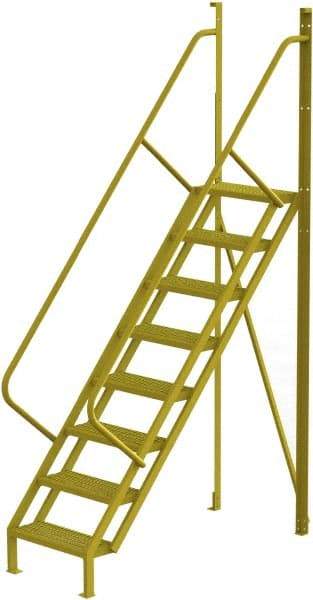 TRI-ARC - 122" 8 Step Configurable Crossover Ladder - 50° Incline, 1,000 Lb Capacity, 80" Platform Height, 30" Base Width x 69-1/2" Base Depth, Perforated Tread - Strong Tooling