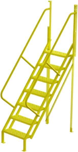 TRI-ARC - 112" 7 Step Configurable Crossover Ladder - 50° Incline, 1,000 Lb Capacity, 70" Platform Height, 30" Base Width x 61" Base Depth, Perforated Tread - Strong Tooling