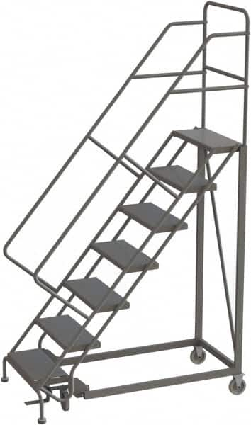 TRI-ARC - 106" 7 Step Configurable Rolling Ladder - 50° Incline, 450 Lb Capacity, 70" Platform Height, 35" Base Width x 56" Base Depth, Perforated Tread - Strong Tooling