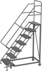 TRI-ARC - 106" 7 Step Configurable Rolling Ladder - 50° Incline, 450 Lb Capacity, 70" Platform Height, 35" Base Width x 56" Base Depth, Perforated Tread - Strong Tooling