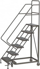 TRI-ARC - 96" 6 Step Configurable Rolling Ladder - 50° Incline, 450 Lb Capacity, 60" Platform Height, 35" Base Width x 50" Base Depth, Perforated Tread - Strong Tooling