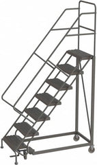 TRI-ARC - 106" 7 Step Configurable Rolling Ladder - 50° Incline, 450 Lb Capacity, 70" Platform Height, 35" Base Width x 56" Base Depth, Serrated - Strong Tooling