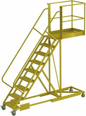 TRI-ARC - 132" 9 Step Configurable Cantilever Ladder - Supported, 300 Lb Capacity, 90" Platform Height, 30" Base Width x 117" Base Depth, Serrated - Strong Tooling