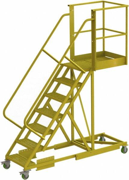 TRI-ARC - 112" 7 Step Configurable Cantilever Ladder - Supported, 300 Lb Capacity, 70" Platform Height, 30" Base Width x 91" Base Depth, Perforated Tread - Strong Tooling