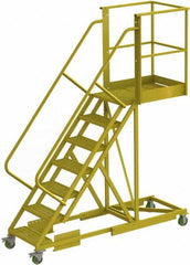 TRI-ARC - 112" 7 Step Configurable Cantilever Ladder - Supported, 300 Lb Capacity, 70" Platform Height, 30" Base Width x 91" Base Depth, Perforated Tread - Strong Tooling