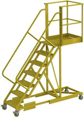 TRI-ARC - 112" 7 Step Configurable Cantilever Ladder - Supported, 300 Lb Capacity, 70" Platform Height, 30" Base Width x 91" Base Depth, Serrated - Strong Tooling