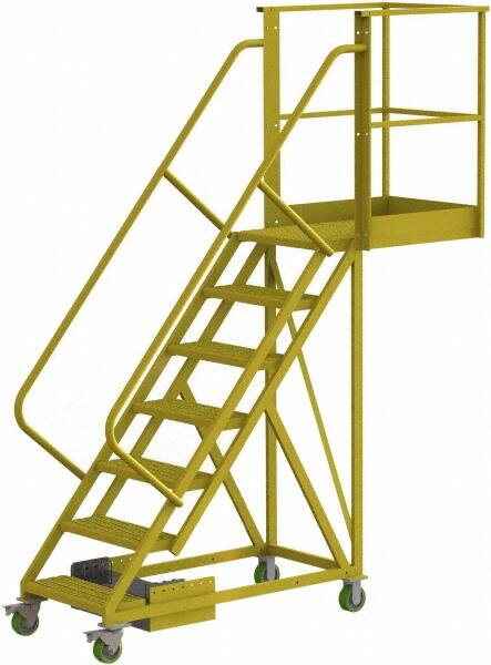 TRI-ARC - 112" 7 Step Configurable Cantilever Ladder - Unsupported, 300 Lb Capacity, 70" Platform Height, 30" Base Width x 91" Base Depth, Serrated - Strong Tooling