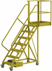 TRI-ARC - 112" 7 Step Configurable Cantilever Ladder - Unsupported, 300 Lb Capacity, 70" Platform Height, 30" Base Width x 91" Base Depth, Serrated - Strong Tooling