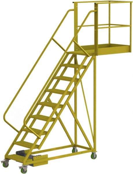 TRI-ARC - 132" 9 Step Configurable Cantilever Ladder - Unsupported, 300 Lb Capacity, 90" Platform Height, 30" Base Width x 117" Base Depth, Perforated Tread - Strong Tooling