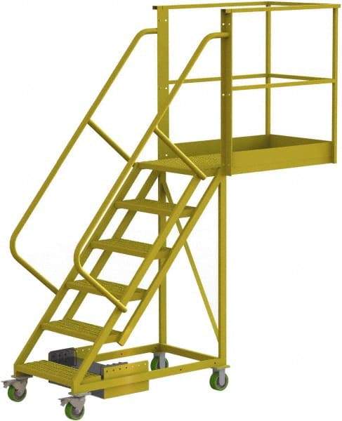 TRI-ARC - 102" 6 Step Configurable Cantilever Ladder - Unsupported, 300 Lb Capacity, 60" Platform Height, 30" Base Width x 92" Base Depth, Serrated - Strong Tooling