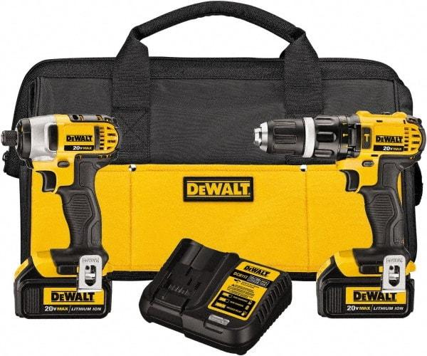 DeWALT - 20 Volt Cordless Tool Combination Kit - Includes 1/2" Hammer Drill & 1/4" Impact Driver, Lithium-Ion Battery Included - Strong Tooling